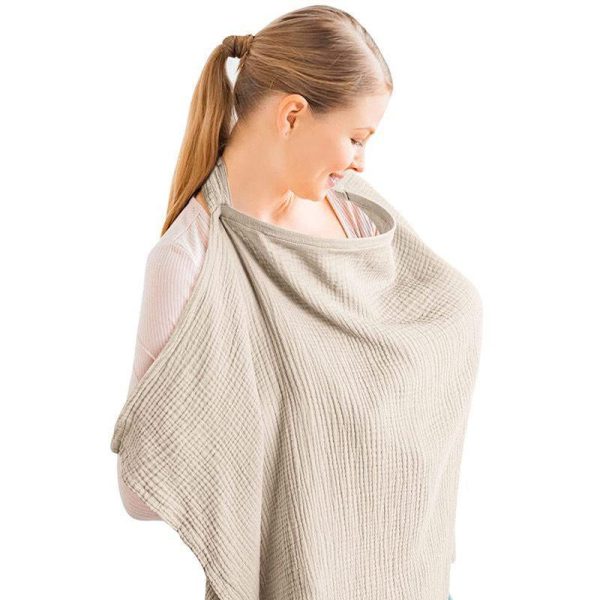 Breastfeeding Nursing Cover - Beige - Soft Bamboo Cotton Privacy Cover for Moms