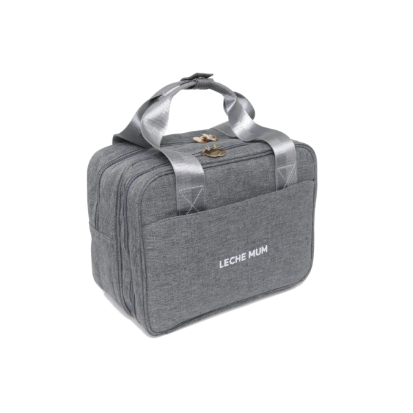 modernmomi, breast pump cooler and travel storage bag in grey by Leche Mum, ideal for on-the-go breastfeeding moms