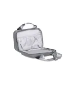 Open empty Leche Mum breast pump bag showing the interior compartments