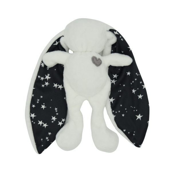 ModernMomi white stars cuddle bunny plush baby comfort toy for naps and bedtime