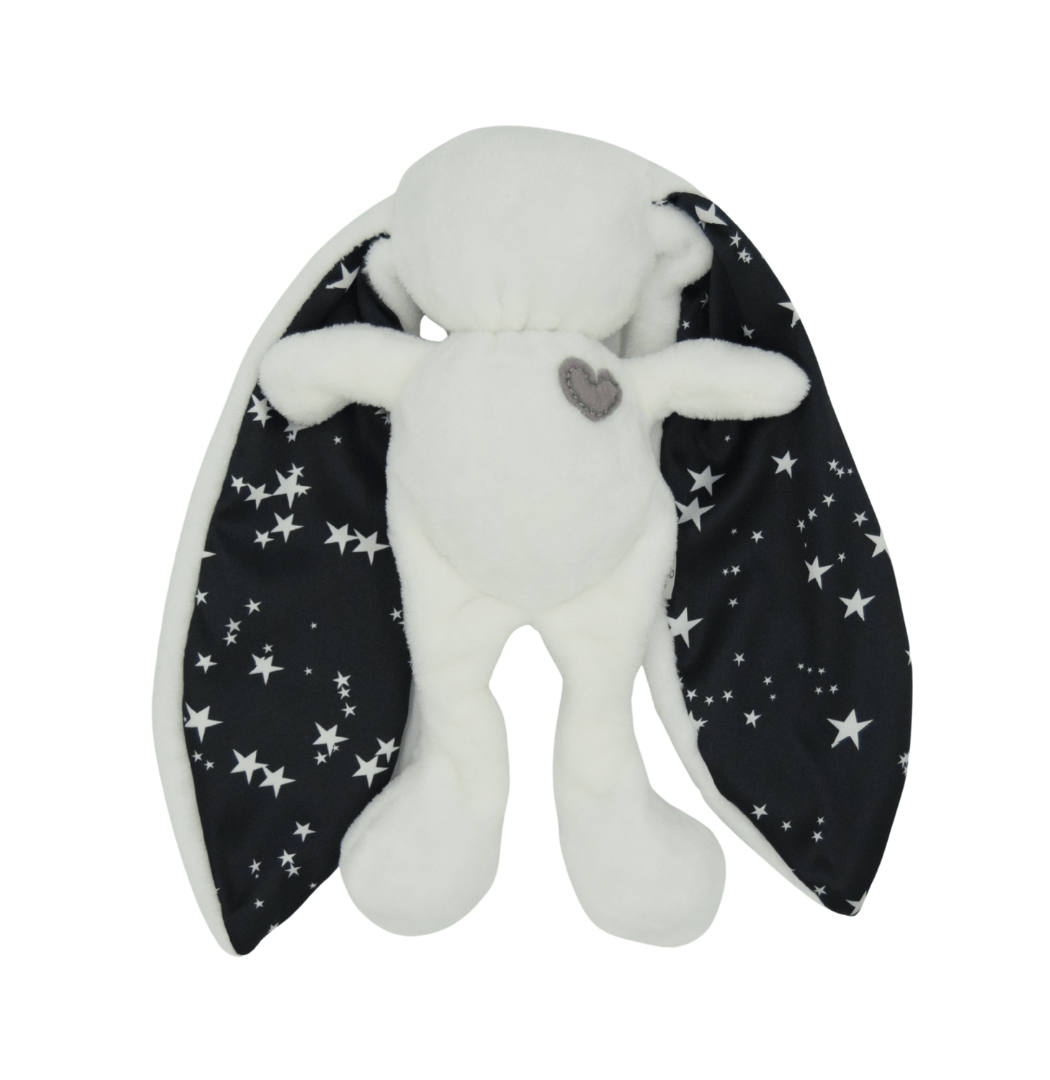 ModernMomi white stars cuddle bunny plush baby comfort toy for naps and bedtime