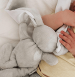 Tiger Lily cuddle bunny soft baby comfort toy with satin ears from ModernMomi