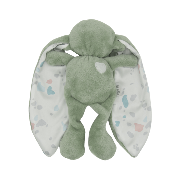 Tiger Lily sage terrazzo cuddle bunny soft baby comfort toy with satin ears from ModernMomi