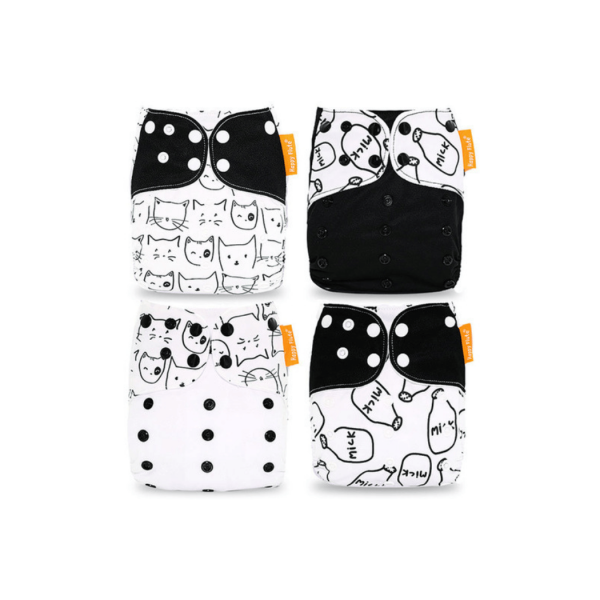 Happy Flute reusable pocket nappies 4-pack with microfibre inserts