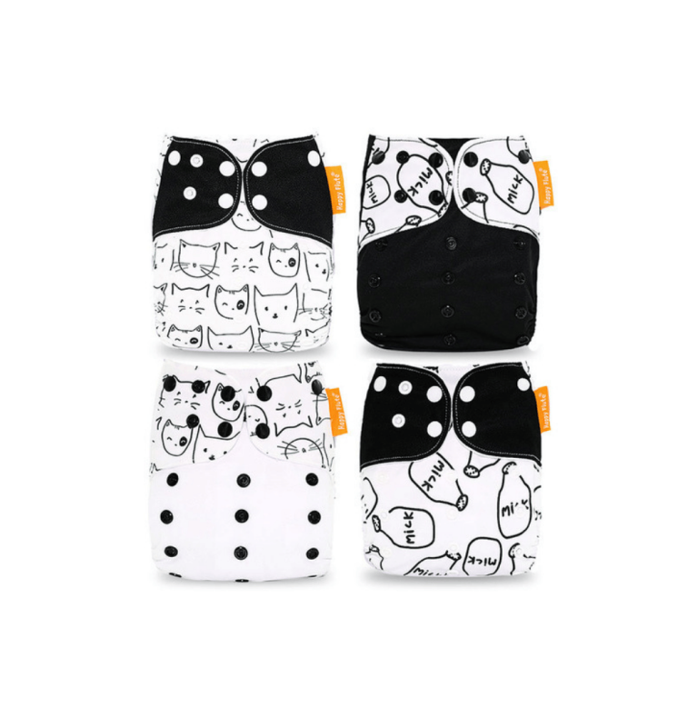 Happy Flute reusable pocket nappies 4-pack with microfibre inserts