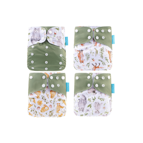 Happy Flute reusable pocket nappies 4-pack with microfibre inserts