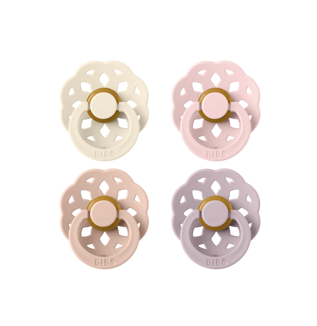 BIBS Boheme Pacifiers 4 Pack – Ivory/Blush/Blossom/Dusky Lilac