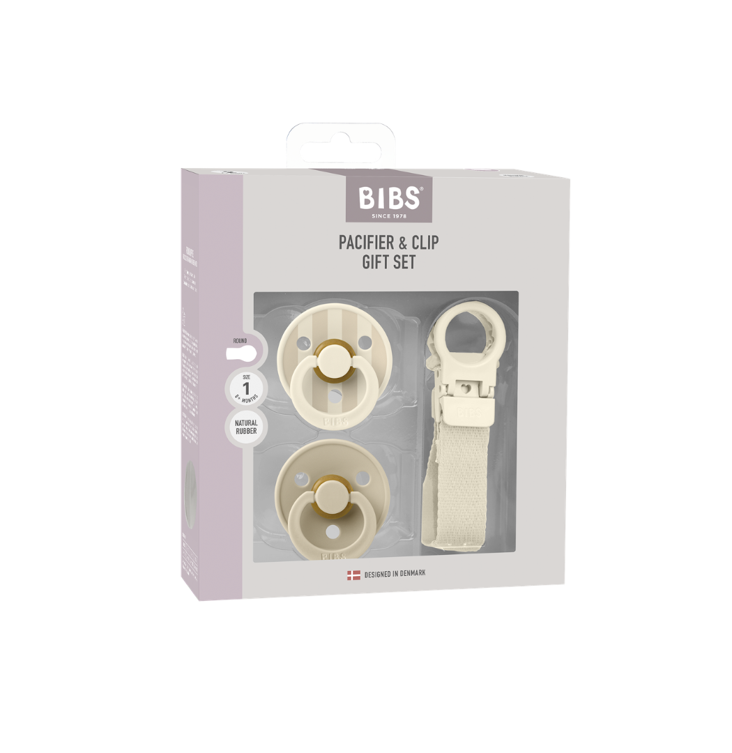 BIBS Colour Pacifier & Loop Clip Gift Set – Ivory