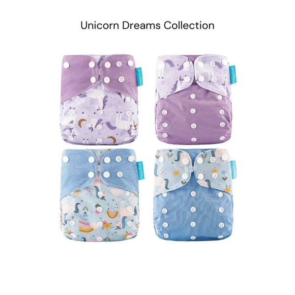 Happy Flute Pocket Cloth Nappy (4-Pack) - Unicorn Dreams Collection