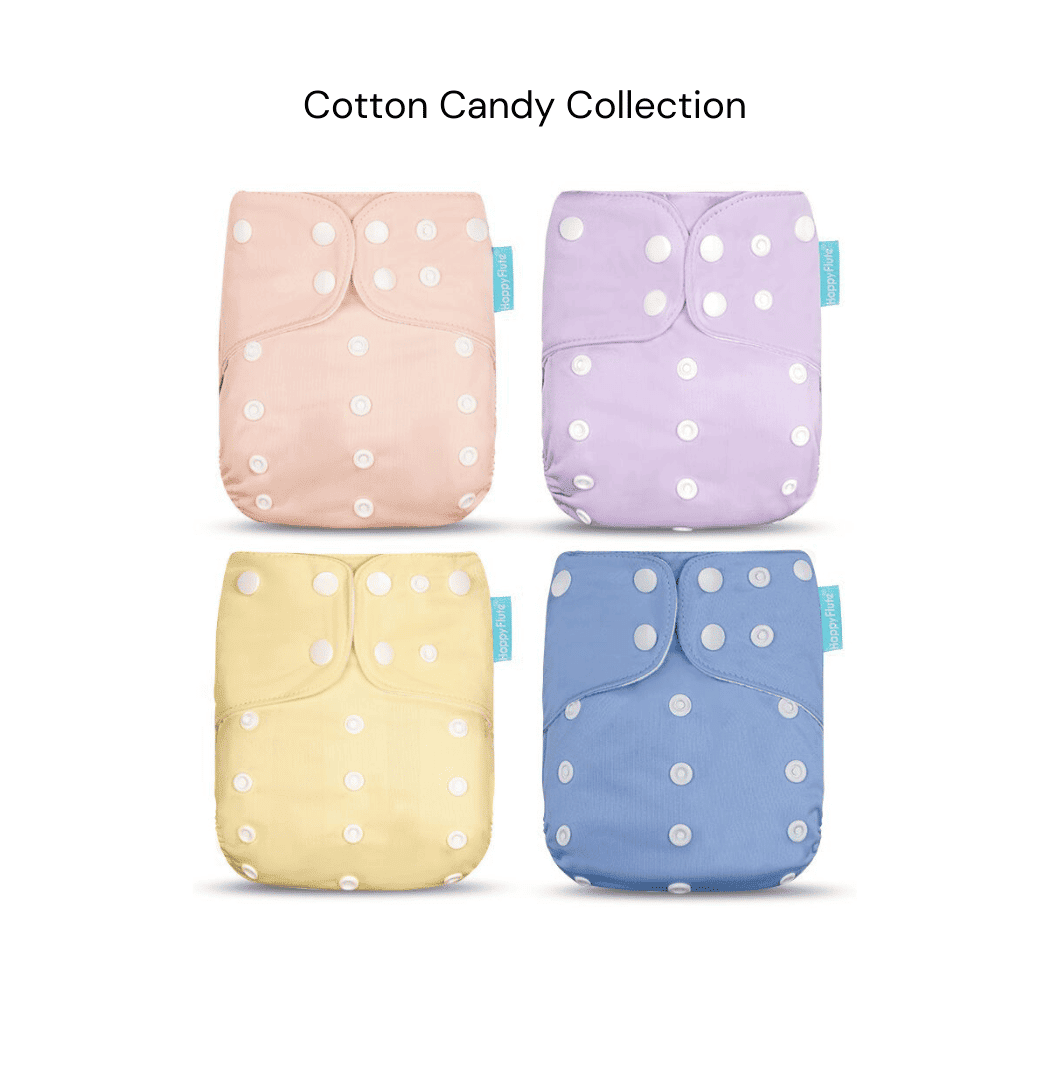 happy-flute-reusable-nappies-multi-colour Happy Flute Pocket Cloth Nappy (4-Pack) - Cotton Candy Collection - Image 1