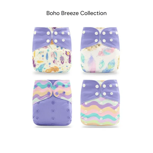 Happy Flute Pocket Cloth Nappy (4-Pack) - Boho Breeze Collection