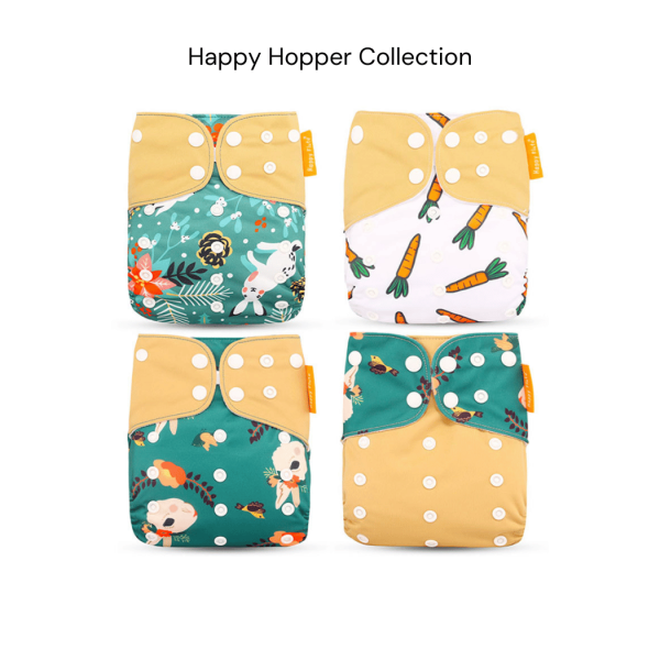 Happy Flute Pocket Cloth Nappy (4-Pack) - Happy Hopper Collection